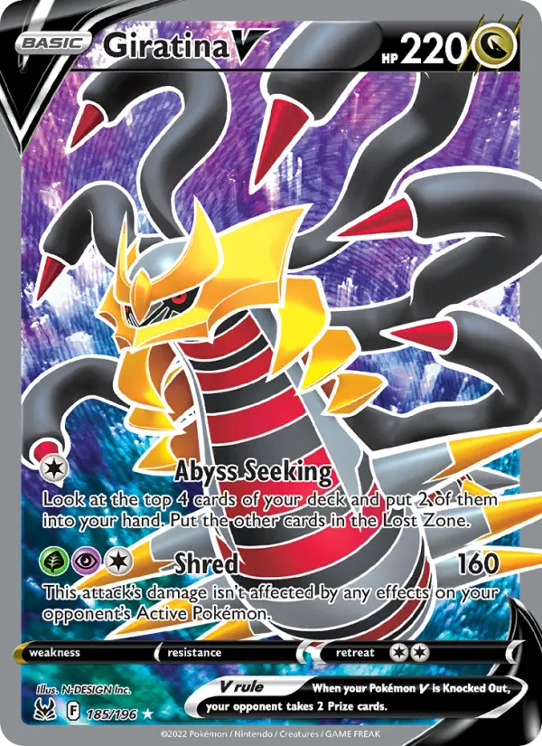 Giratina V Ultra Rare Pokemon card #185 from Lost Origin