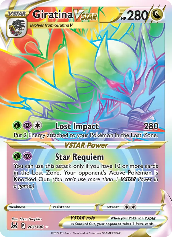 Giratina VSTAR Secret Rare Pokemon card #201 from Lost Origin