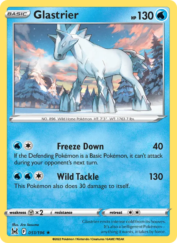 Glastrier Holo Rare Pokemon card #051 from Lost Origin
