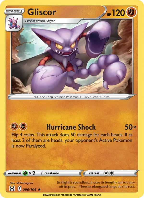 Gliscor Rare Pokemon card #096 from Lost Origin