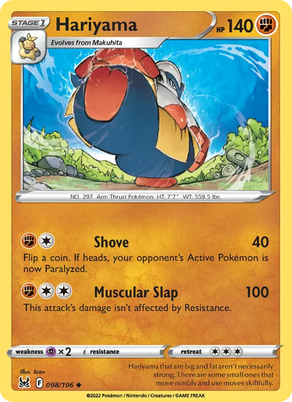 Hariyama Uncommon Pokemon card #098 from Lost Origin