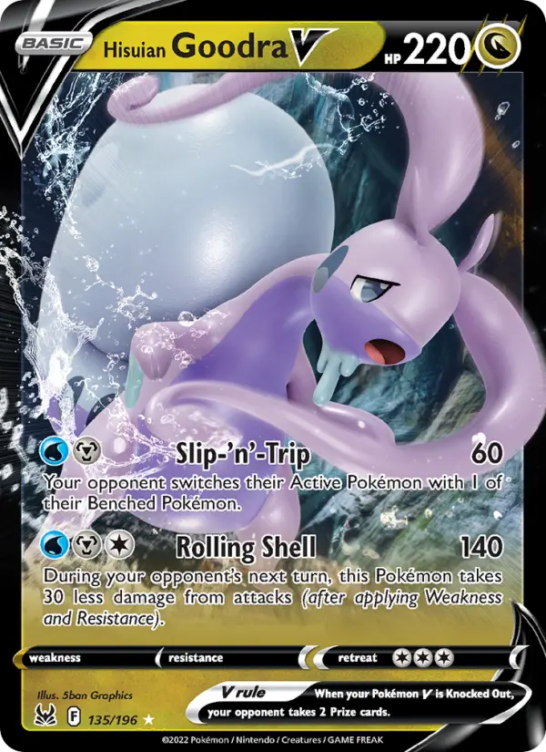 Hisuian Goodra V Holo Rare V Pokemon card #135 from Lost Origin