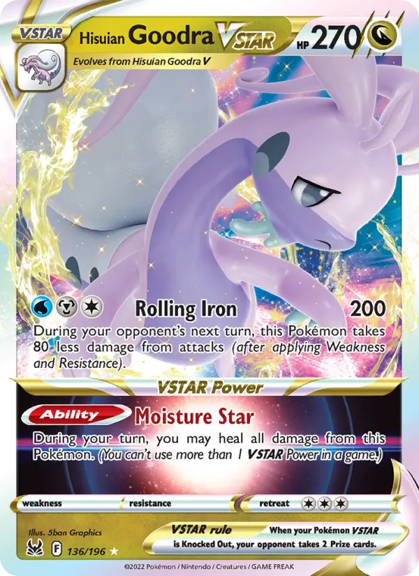 Hisuian Goodra VSTAR Holo Rare VSTAR Pokemon card #136 from Lost Origin