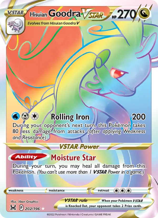 Hisuian Goodra VSTAR Secret Rare Pokemon card #202 from Lost Origin