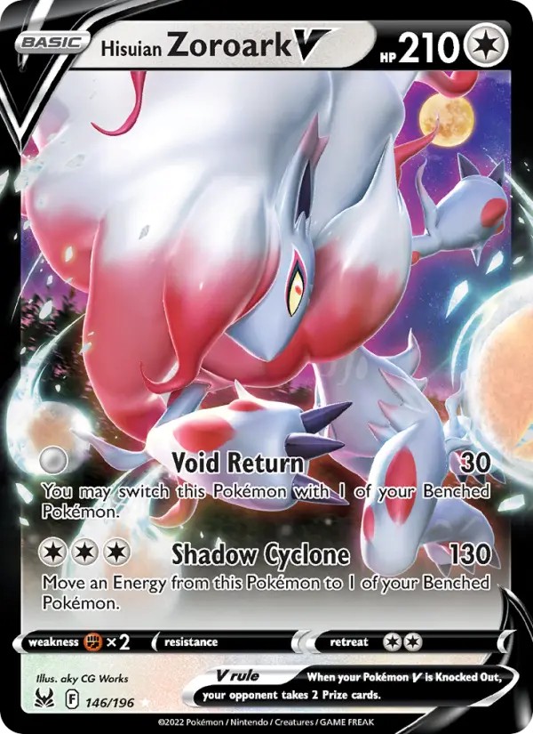 Hisuian Zoroark V Holo Rare V Pokemon card #146 from Lost Origin