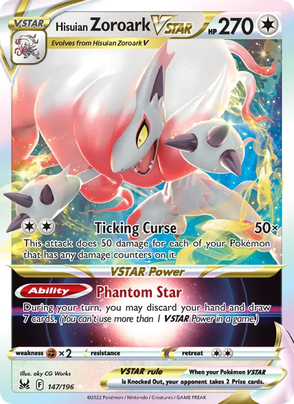 Hisuian Zoroark VSTAR Holo Rare VSTAR Pokemon card #147 from Lost Origin