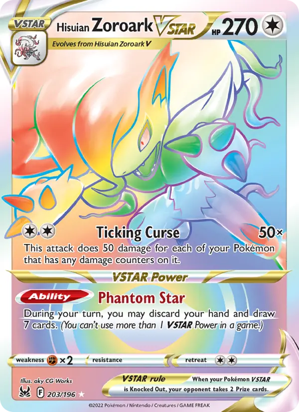Hisuian Zoroark VSTAR Secret Rare Pokemon card #203 from Lost Origin