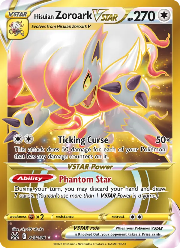 Hisuian Zoroark VSTAR Secret Rare Pokemon card #213 from Lost Origin
