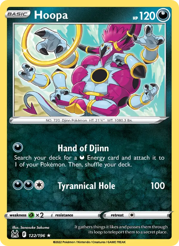 Hoopa Rare Pokemon card #122 from Lost Origin