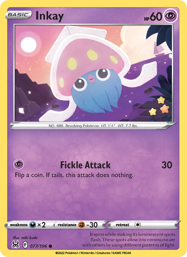 Inkay Common Pokemon card #077 from Lost Origin