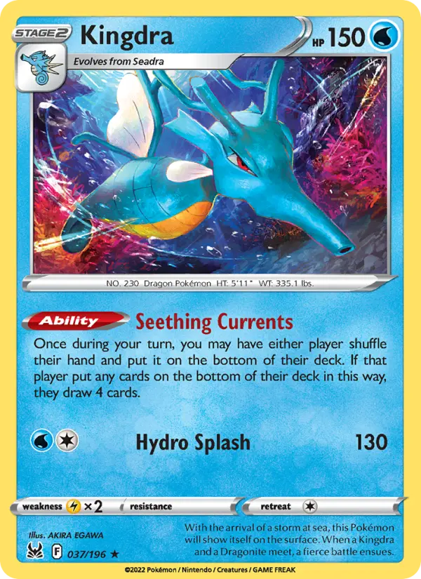 Kingdra Holo Rare Pokemon card #037 from Lost Origin