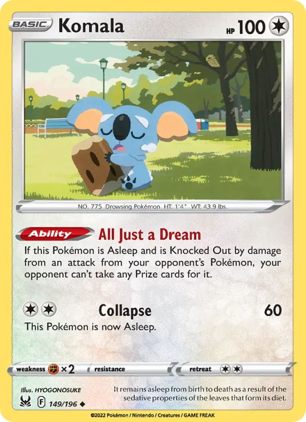 Komala Uncommon Pokemon card #149 from Lost Origin