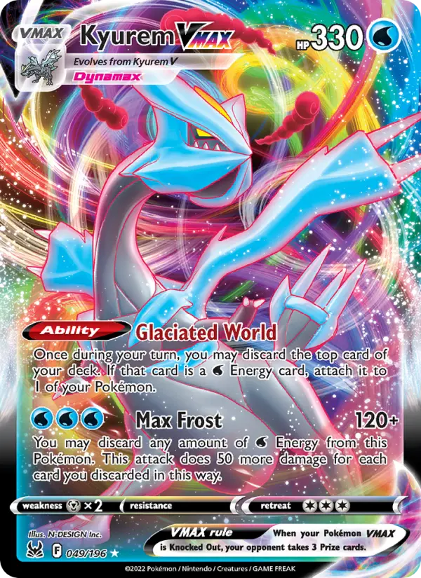 Kyurem VMAX Holo Rare VMAX Pokemon card #049 from Lost Origin
