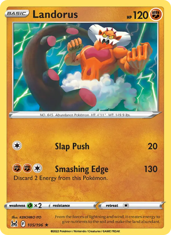 Landorus Rare Pokemon card #105 from Lost Origin