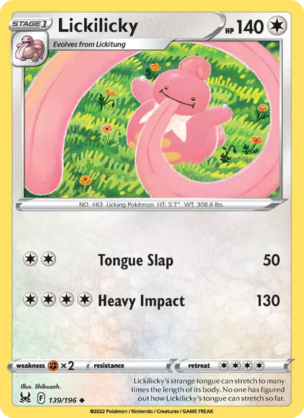 Lickilicky Uncommon Pokemon card #139 from Lost Origin