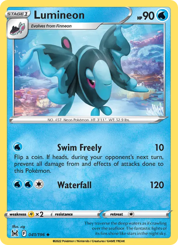Lumineon Uncommon Pokemon card #041 from Lost Origin