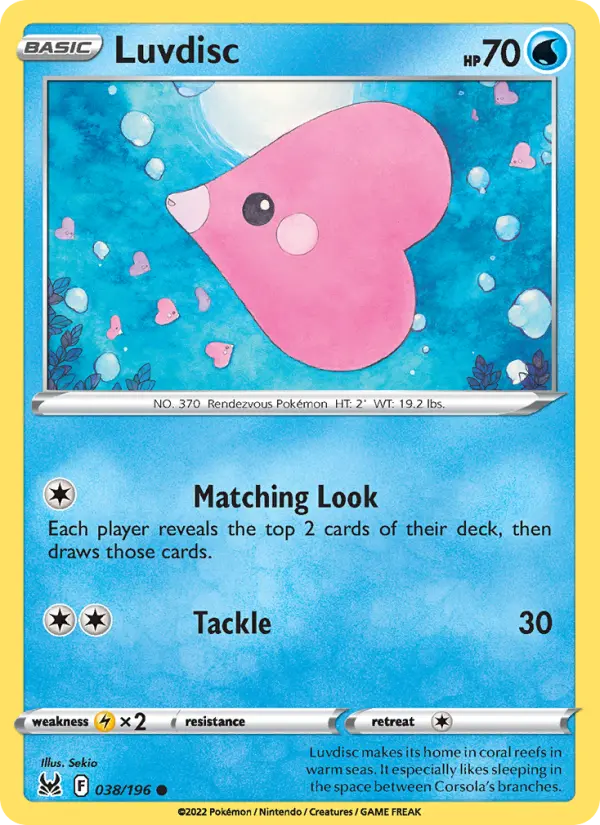 Luvdisc Common Pokemon card #038 from Lost Origin