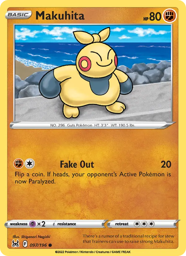 Makuhita Common Pokemon card #097 from Lost Origin