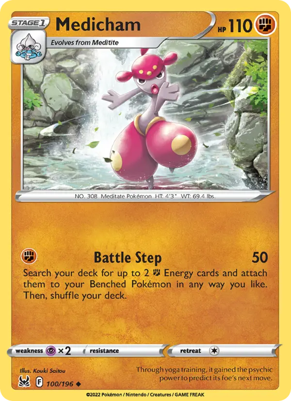 Medicham Uncommon Pokemon card #100 from Lost Origin