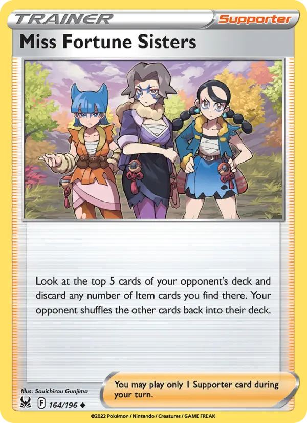 Miss Fortune Sisters Uncommon Pokemon card #164 from Lost Origin