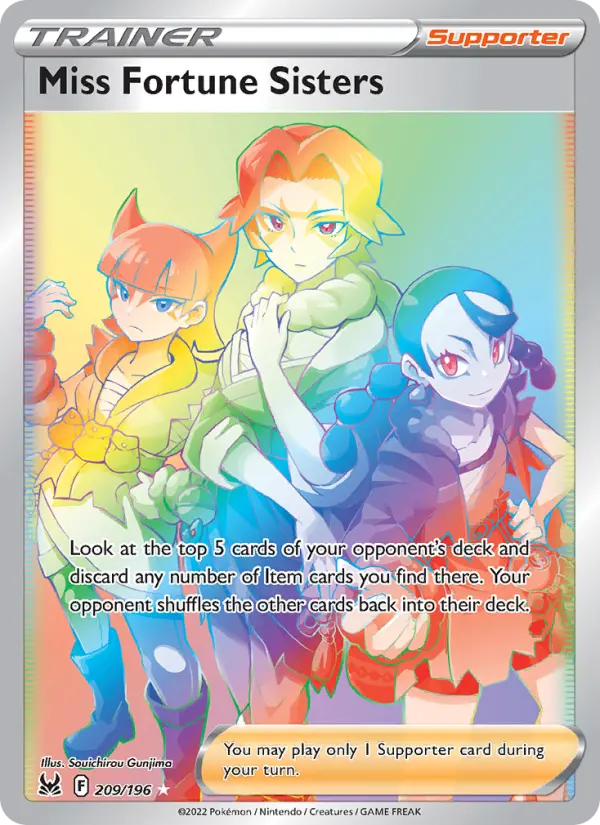 Miss Fortune Sisters Secret Rare Pokemon card #209 from Lost Origin