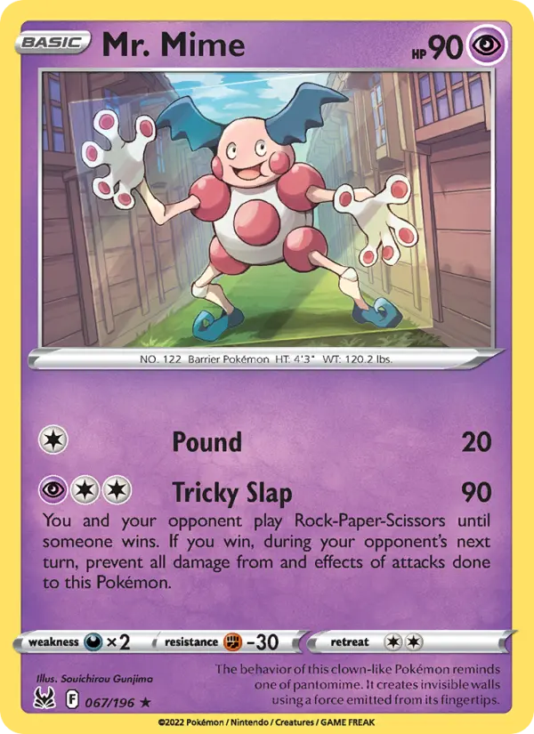 Mr. Mime Rare Pokemon card #067 from Lost Origin