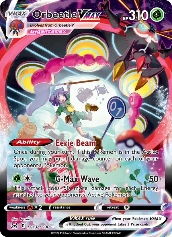 Orbeetle VMAX Ultra Rare Pokemon card #TG13 from Lost Origin