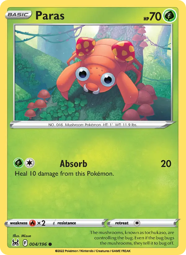 Paras Common Pokemon card #004 from Lost Origin