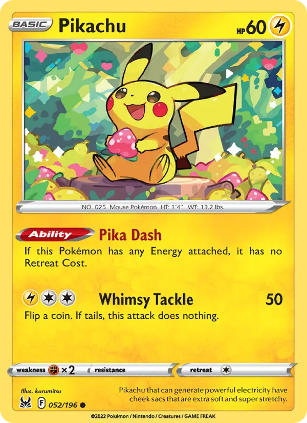 Pikachu Common Pokemon card #052 from Lost Origin