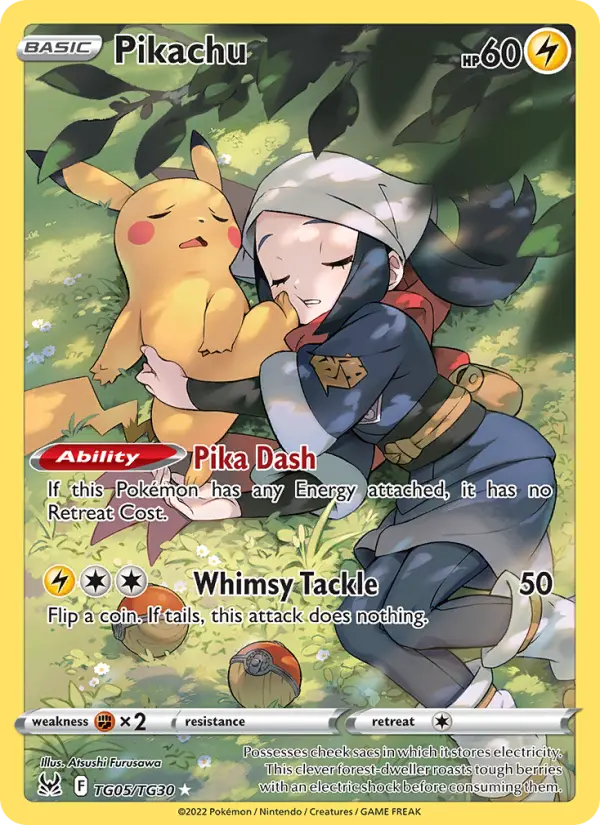 Pikachu Rare Pokemon card #TG05 from Lost Origin