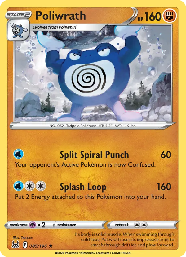 Poliwrath Rare Pokemon card #085 from Lost Origin