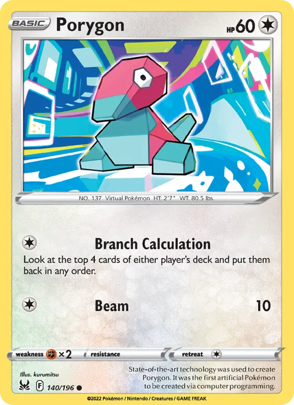 Porygon Common Pokemon card #140 from Lost Origin