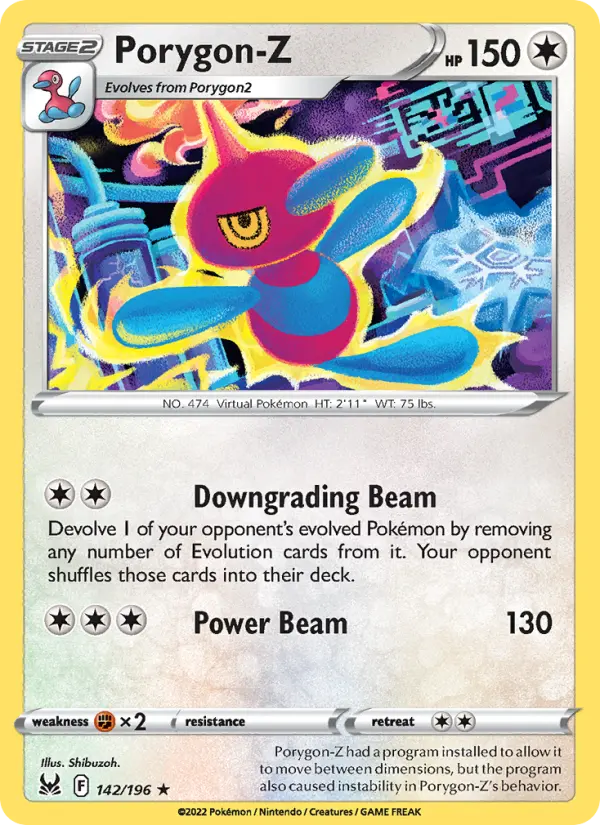 Porygon-Z Rare Pokemon card #142 from Lost Origin