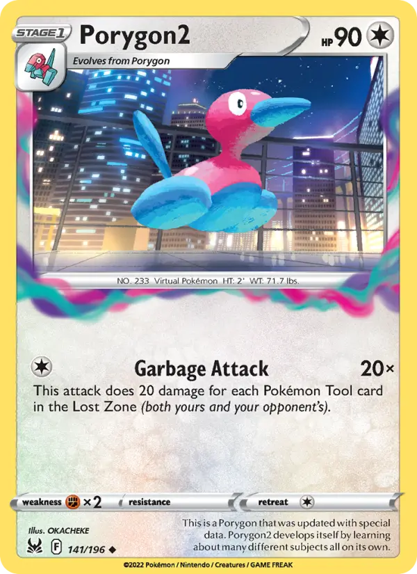 Porygon2 Uncommon Pokemon card #141 from Lost Origin
