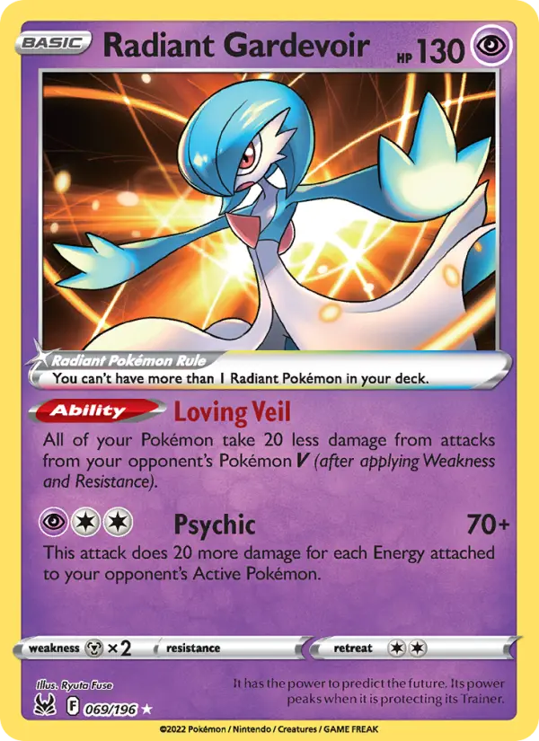 Radiant Gardevoir Radiant Rare Pokemon card #069 from Lost Origin