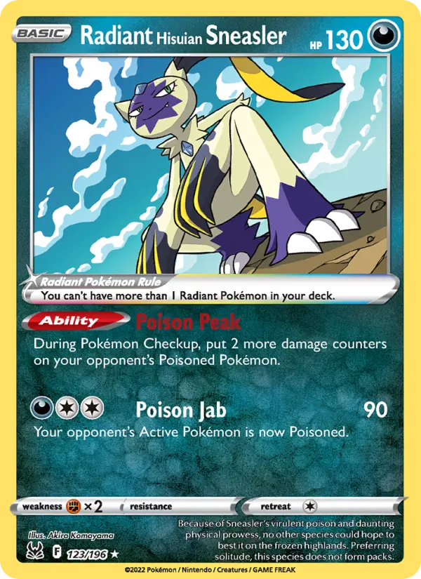 Radiant Hisuian Sneasler Radiant Rare Pokemon card #123 from Lost Origin