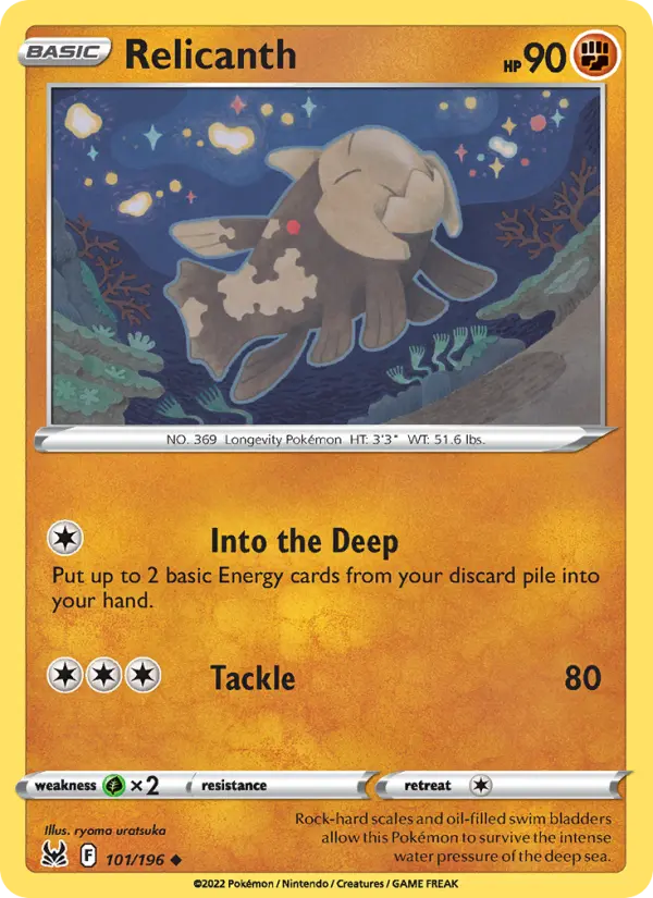 Relicanth Uncommon Pokemon card #101 from Lost Origin