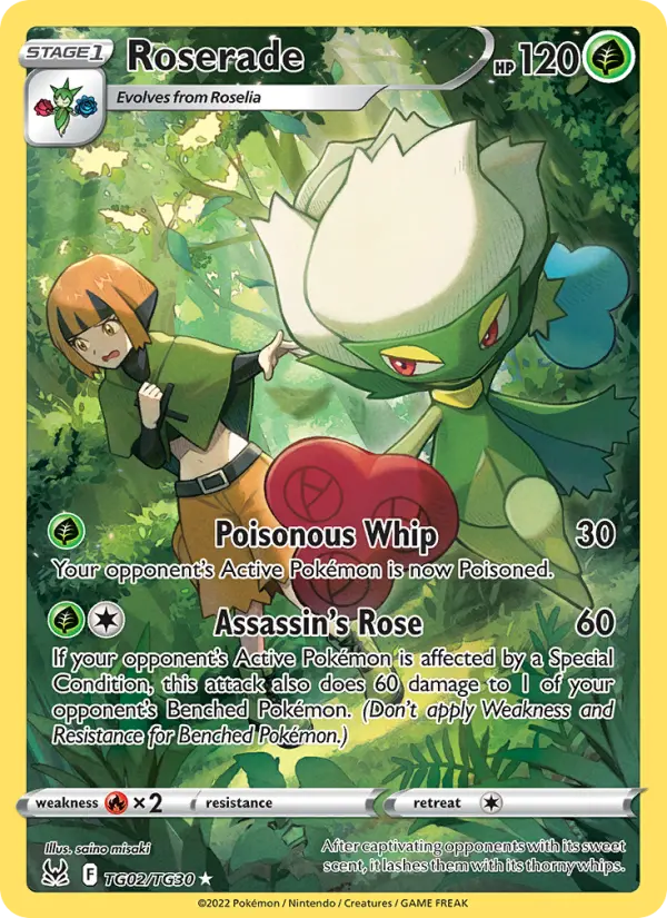 Roserade Rare Pokemon card #TG02 from Lost Origin