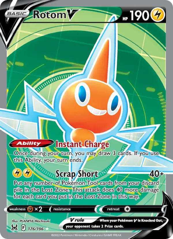 Rotom V Ultra Rare Pokemon card #176 from Lost Origin