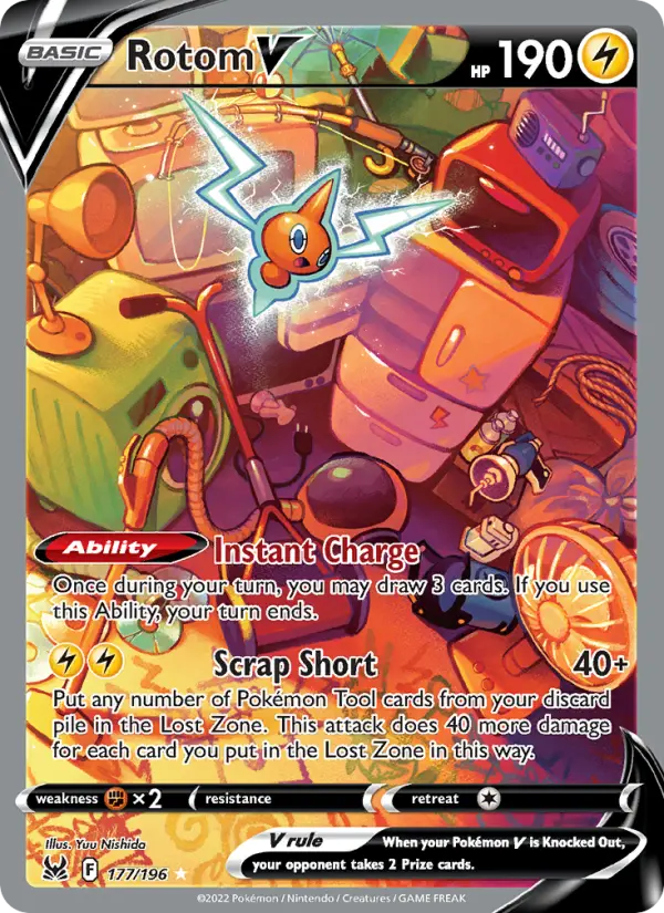 Rotom V Ultra Rare Pokemon card #177 from Lost Origin