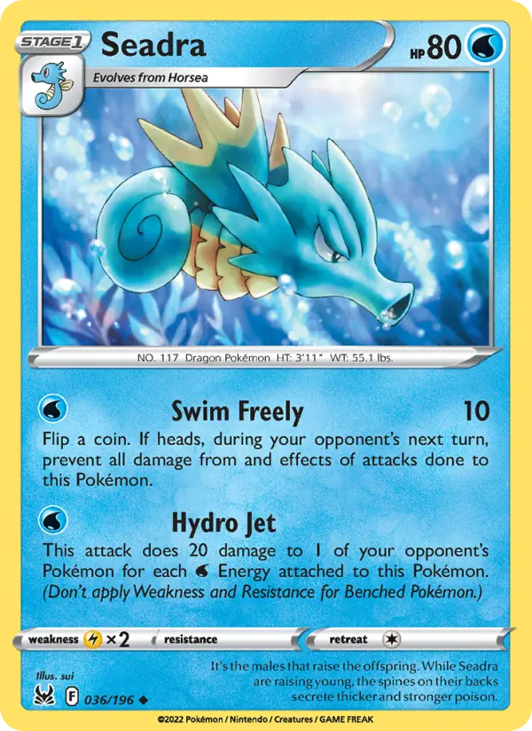 Seadra Uncommon Pokemon card #036 from Lost Origin