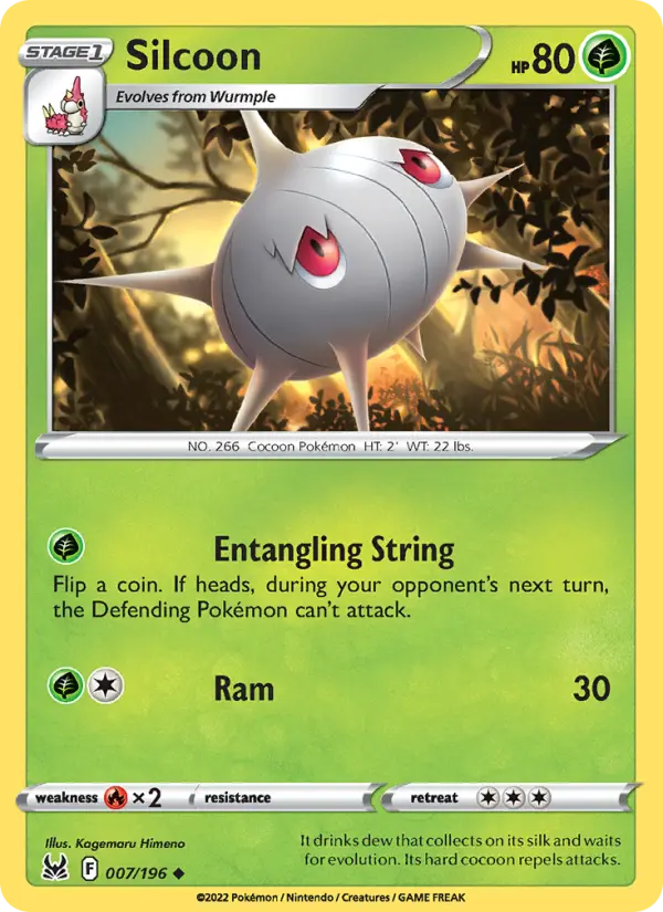 Silcoon Uncommon Pokemon card #007 from Lost Origin