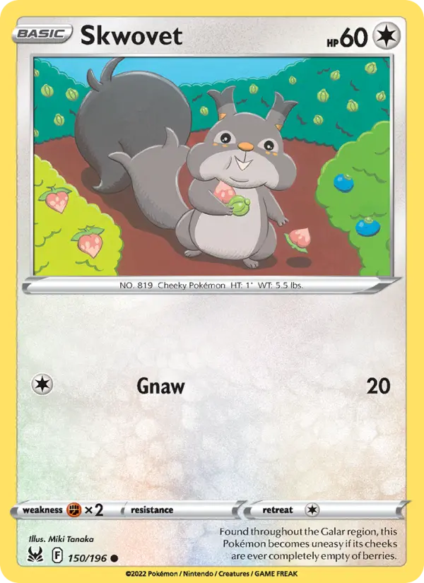 Skwovet Common Pokemon card #150 from Lost Origin