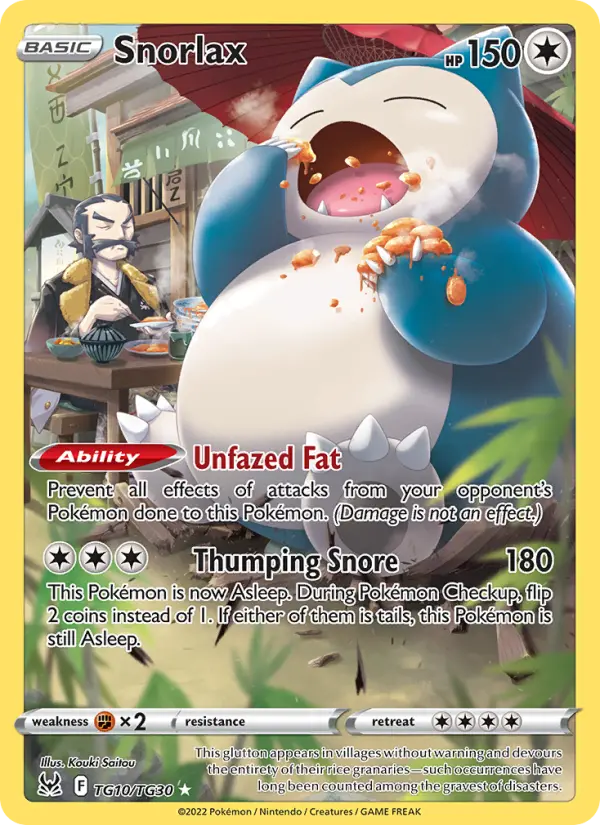 Snorlax Rare Pokemon card #TG10 from Lost Origin