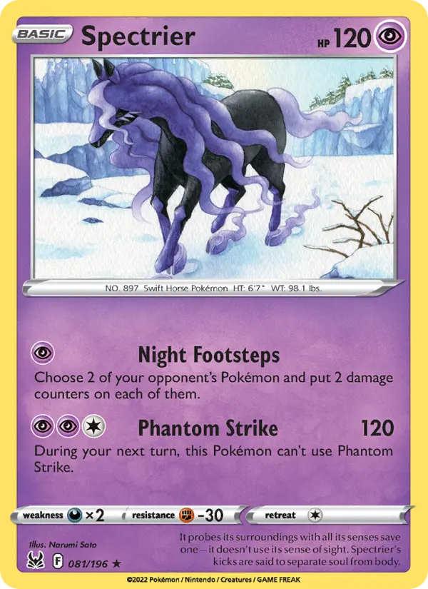 Spectrier Holo Rare Pokemon card #081 from Lost Origin