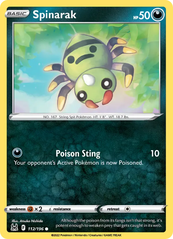 Spinarak Common Pokemon card #112 from Lost Origin