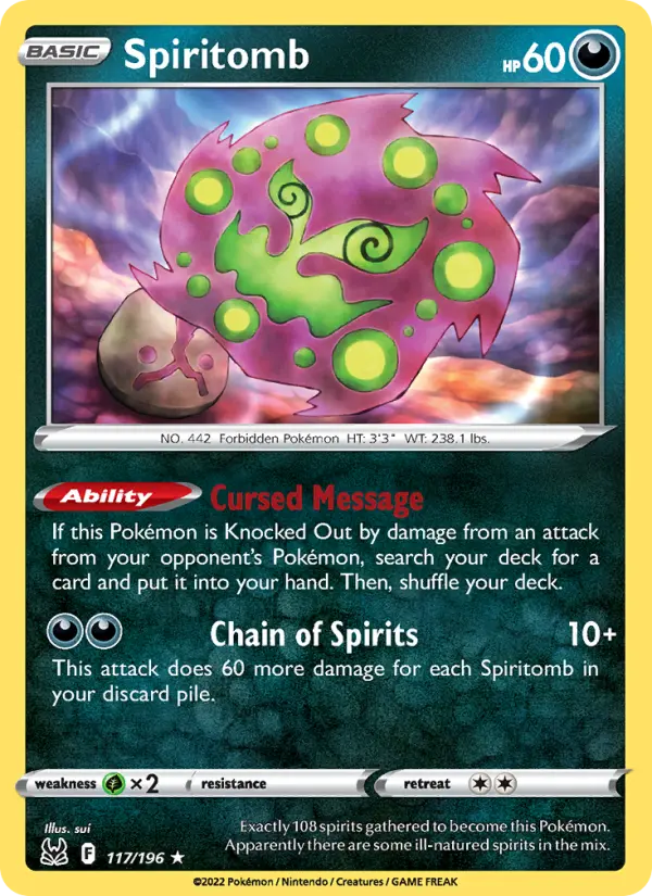 Spiritomb Rare Pokemon card #117 from Lost Origin