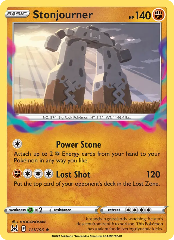 Stonjourner Rare Pokemon card #111 from Lost Origin