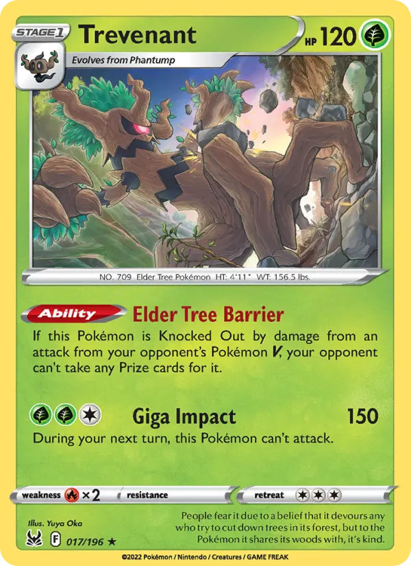 Trevenant Holo Rare Pokemon card #017 from Lost Origin