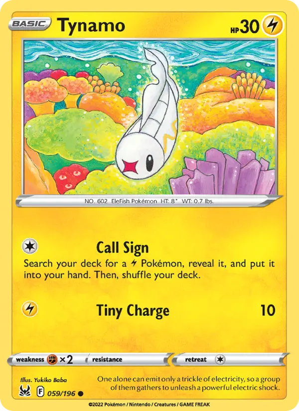 Tynamo Common Pokemon card #059 from Lost Origin